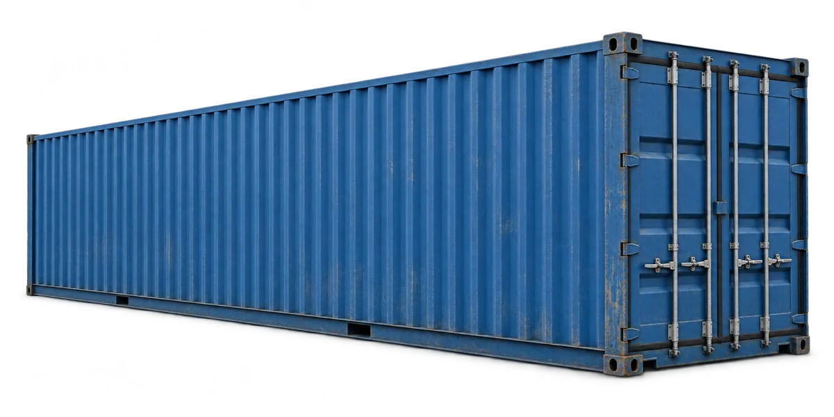 Illustration of a used blue 40ft container